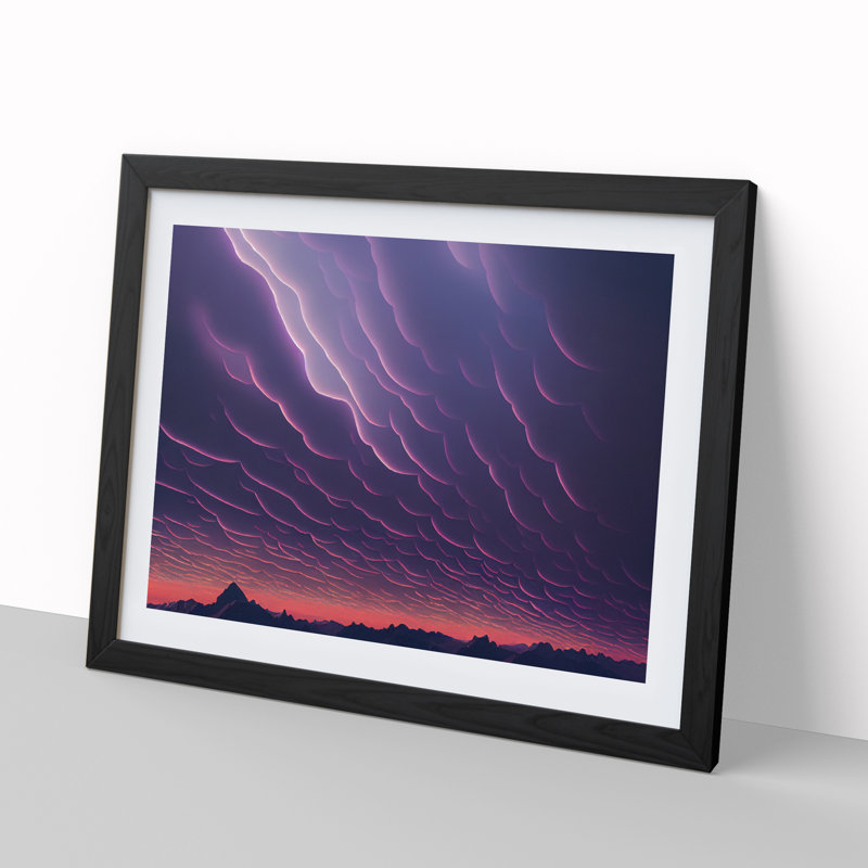 Alert Clouds - Single Picture Frame Print, Black, 46cm H x 64cm W x 2cm D