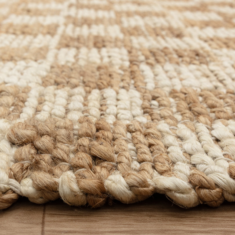 Merrisa Jute Checker Area Rug, Rectangle 160 x 230 cm, Beige