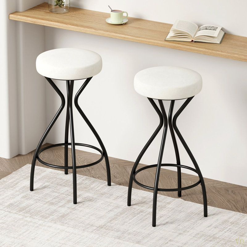 Ensemble de 2 tabourets de bar modernes sans dossier avec tabourets de bar rembourrés pour îlot de cuisine