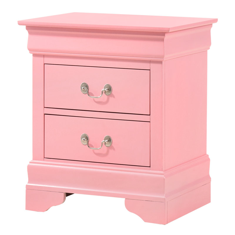 LouisPhillipe 2-Drawers Nightstand, Pink, Pink
