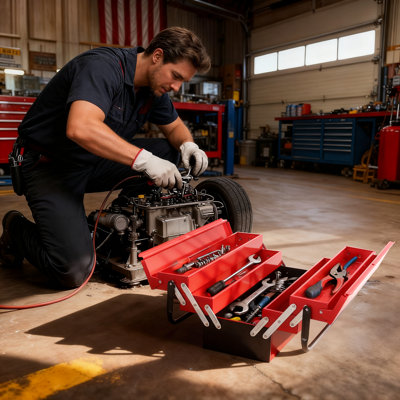 21" Heavy-Duty Metal Tool Box With 5 Drawers & 3-Layer Folding Design Multi-Function Organizer For Workshop, Garage & Home?