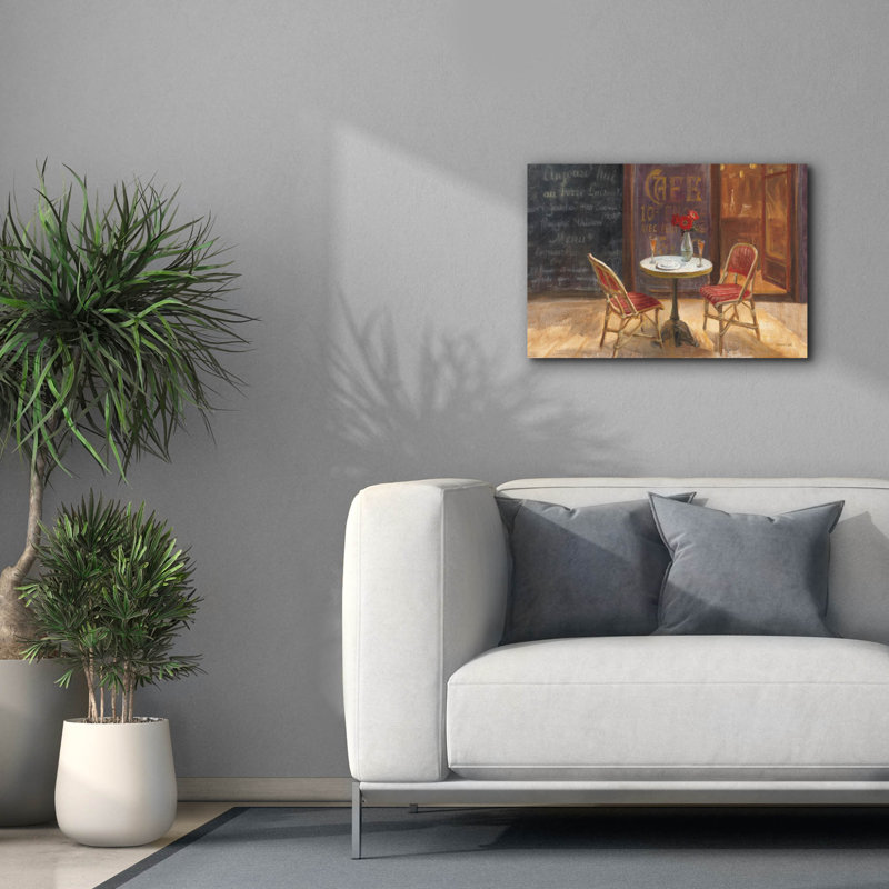 Art mural sur toile Winston Porter «Cafe A Deux» par Danhui Nai, H 18 po x l 26 po