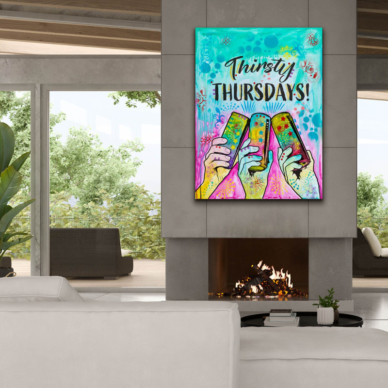 «Cheers - Thirsty Jeudi» par Dean Russo, art mural sur toile, H 54 po x l 40 po x P 1,5 po