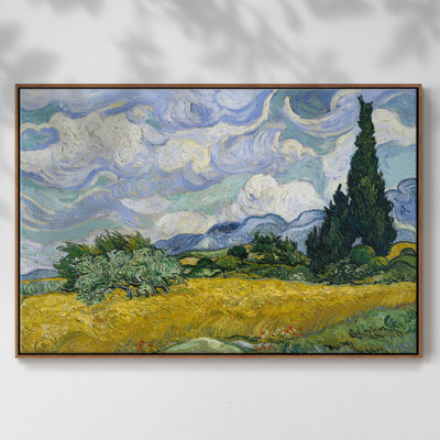 Champ de blé avec cyprès