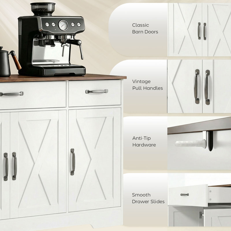 Buffet, armoire de cuisine 55 po, blanc