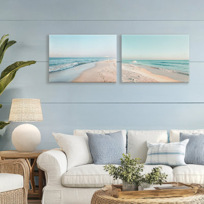 Ensemble de 2 toiles Sunlit Summer Shores, design par Lazar Studio