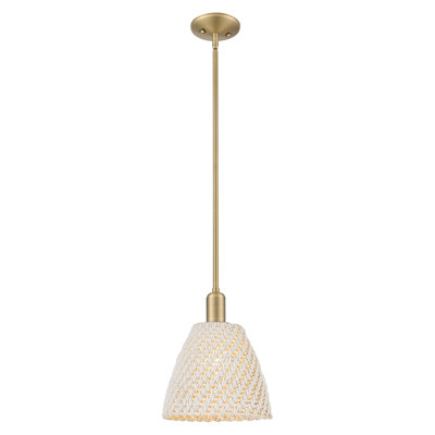 Downtown Urban - Natural Ballston Dome - 1 Light Stem Hung Mini Pendant - Natural Fiber Shade