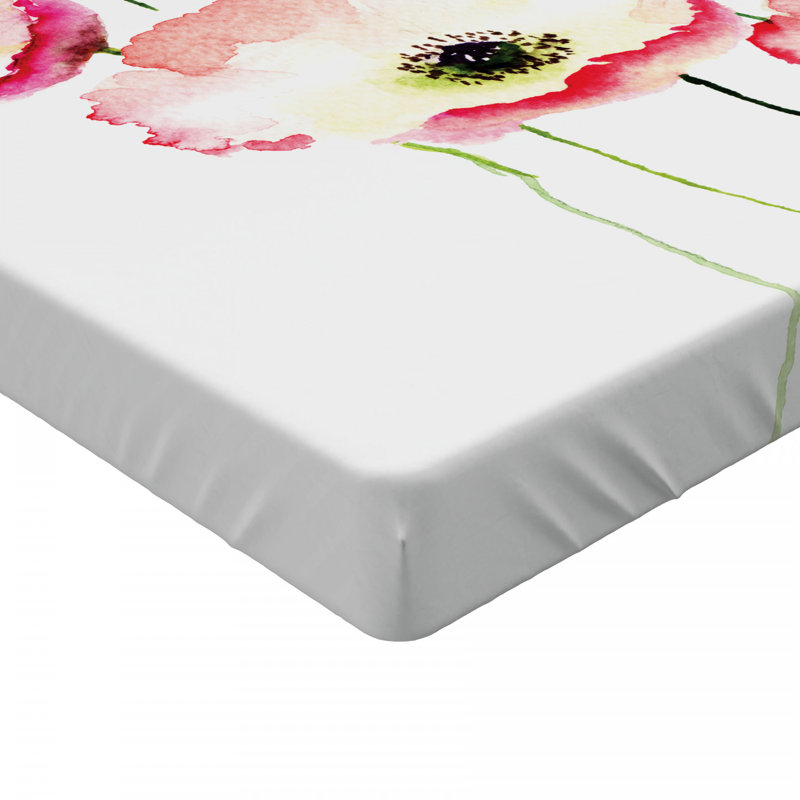 Full Size Pink Floral Microfiber Fitted Sheet