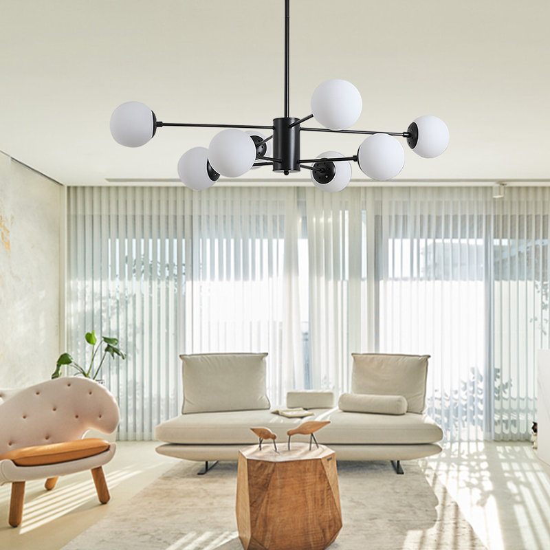 Donato 8 - Light Dimmable Sputnik Spider Chandelier, White, Black