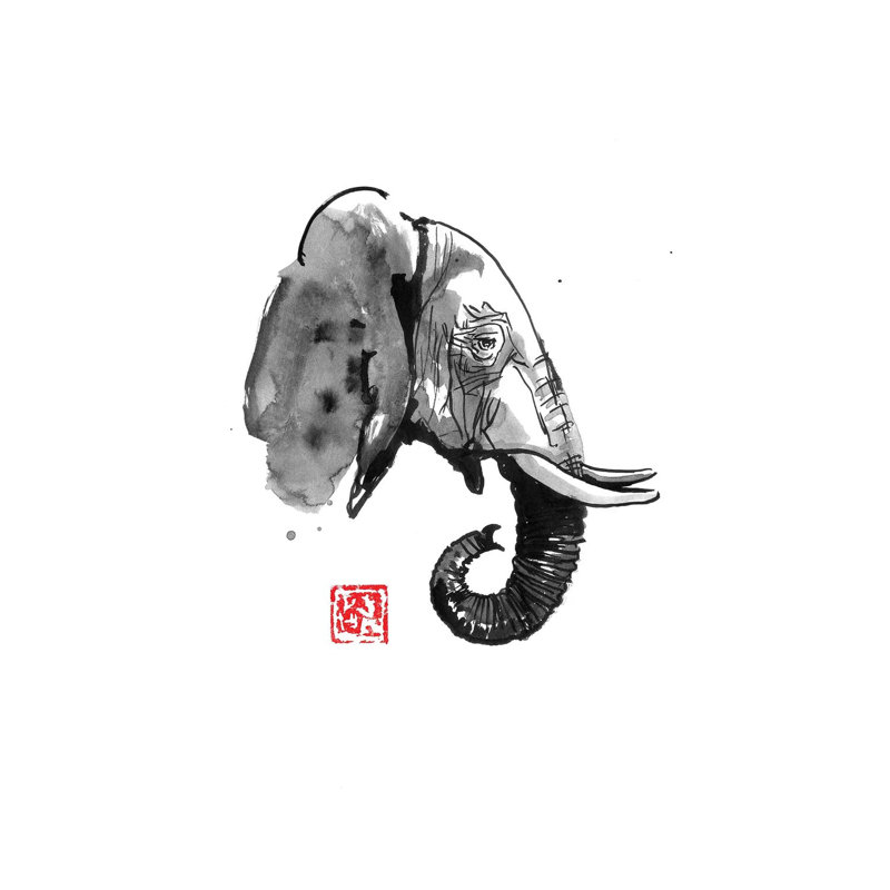Elephant Profile by Péchane - Painting on Canvas, Wrapped Canvas, 101.6 cm H x 66.04 cm W x 1.91 cm D