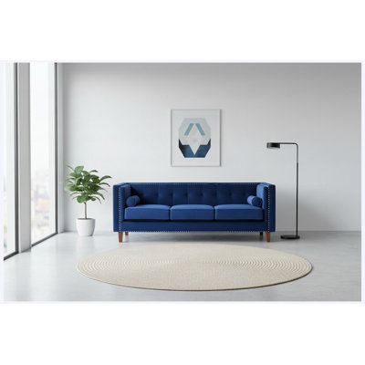 Chesterfield Button Tufted 3-Seater Velvet Sofa with Nailhead Trim