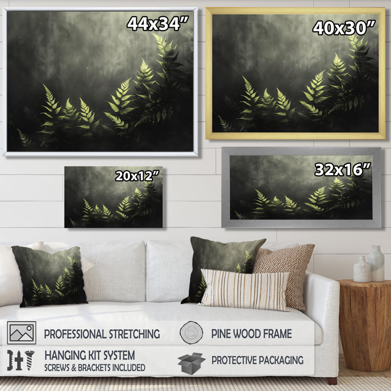 Nirvana vert vert et noir, Toile argentée avec cadre flottant, H 12 po x l 20 po x P 1 po