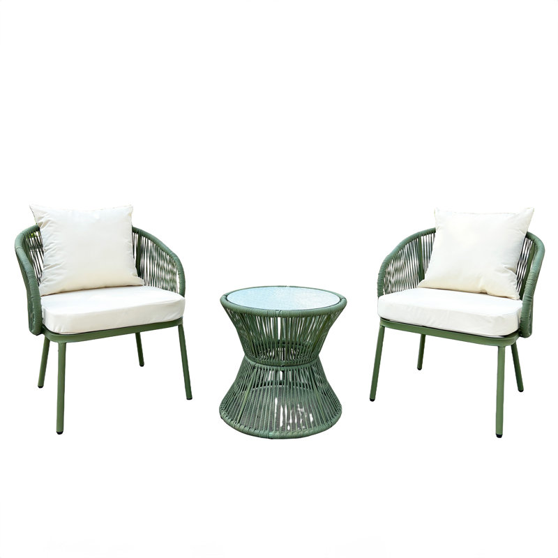 Sagone Polyethylene (PE) Wicker 2-Person With Cushions, Green