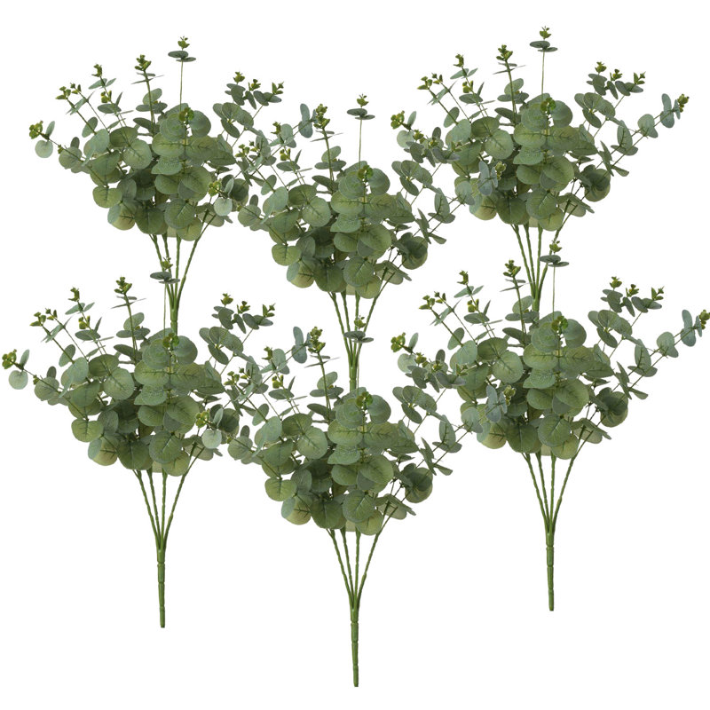 Set of 6 Faux Eucalyptus Greenery Stems
