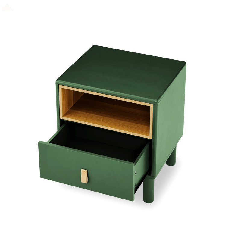 Keshundra Solid Wood+MDF Nightstand, Green