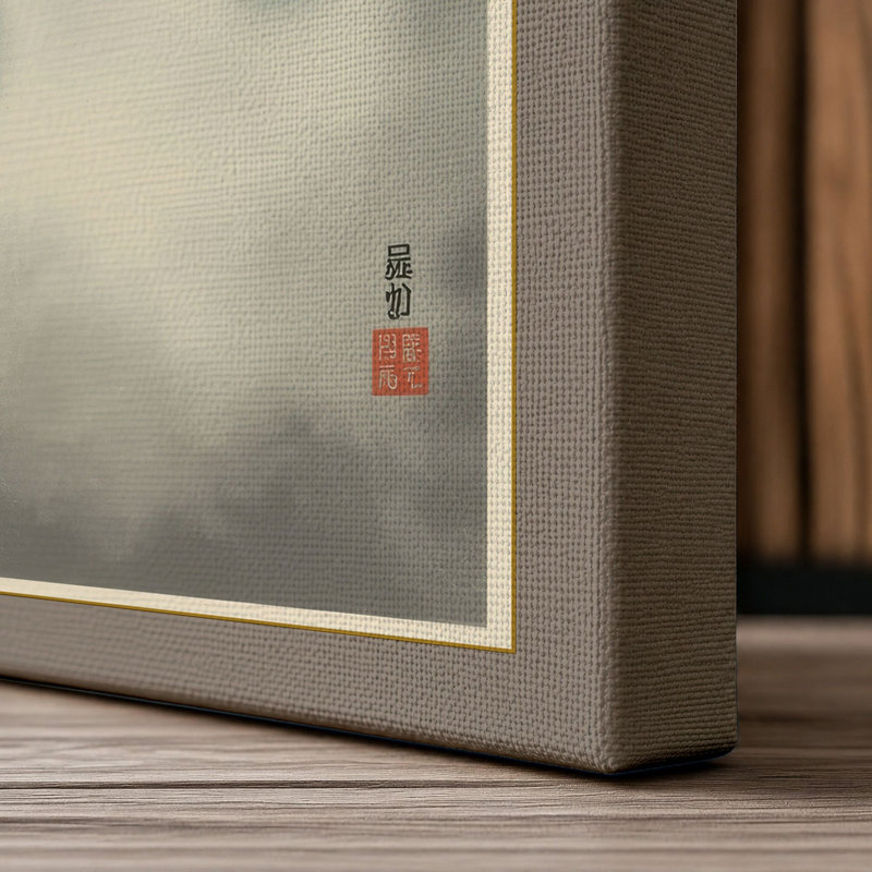 Bamboo in Mist Japandi - Wrapped Canvas, 30x20 - 76.2 x 50.8 cm, Taupe Border