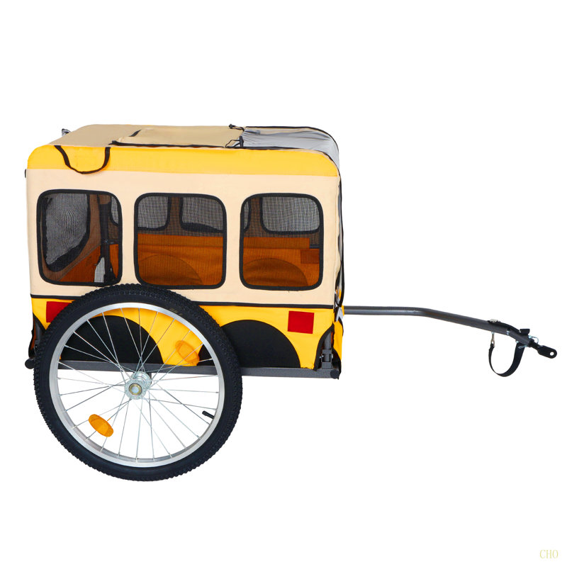 Grande remorque à vélo pliante pour chiens - roues de 20 x 2 1/8 po, structure en acier robuste, conception spacieuse, vélo tout-terrain, jogging et camping