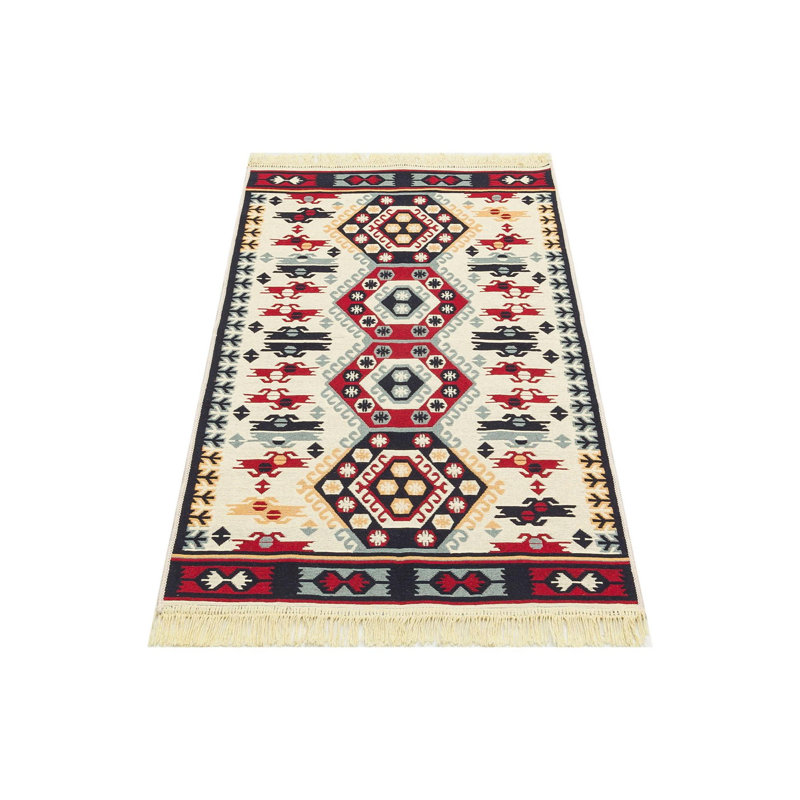 Premium Red Flatweave Carpet, 4.0 x 5.9 Feet | 100% Cotton, No Pile, 2.4 lbs/sq ft | Machine Washable at 86°F, Easy to Clean with Vacuum & Spot Remover | Perfect for Living Room & Bedroom Décor