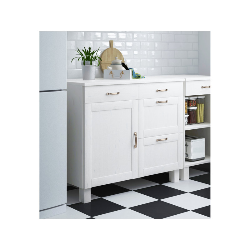 Flintwood 85 cm H Pine Solid Wood Standard Pantry / Tall Cabinet, White