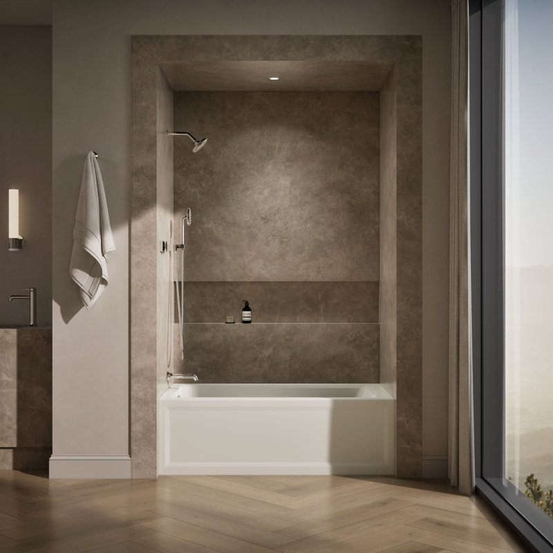 Archer 60" x 32" Alcove/Tile Soaking Bathtub, Biscuit, Left
