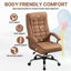 Fauteuil de direction en cuir synthétique à haut dossier avec coussin de siège à ressorts, fauteuil d'ordinateur pivotant ergonomique avec accoudoirs chromés, capacité de 350 lb pour le bureau personnel, chameau