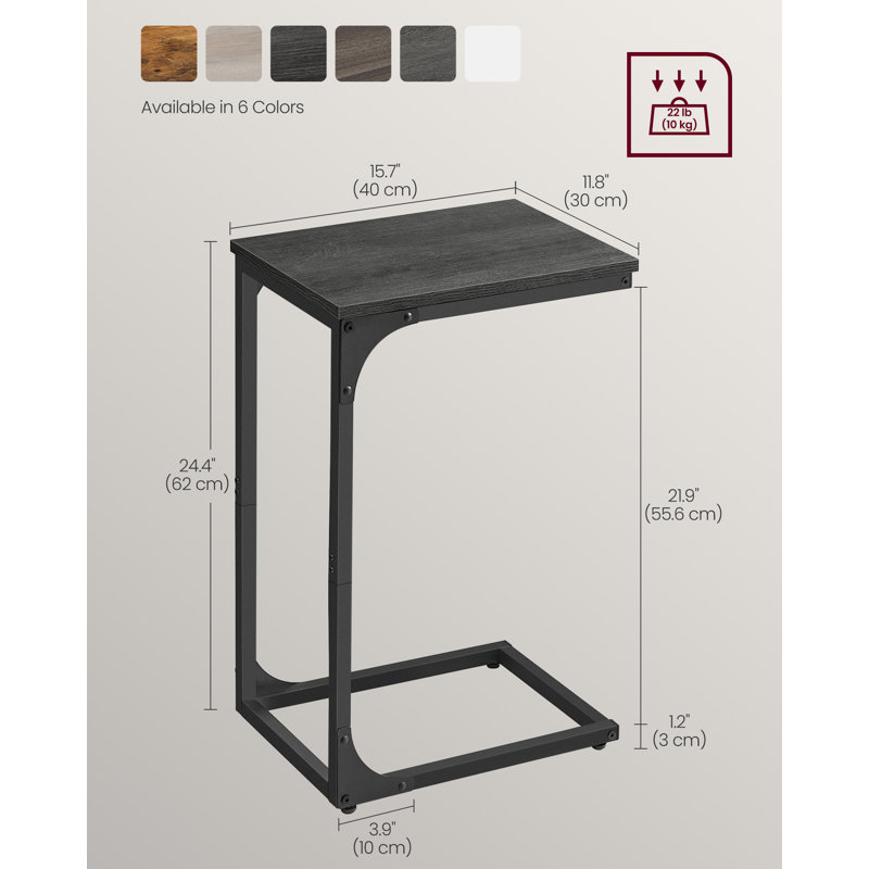 Angenette Trestle End Table, Misty Grey, Black
