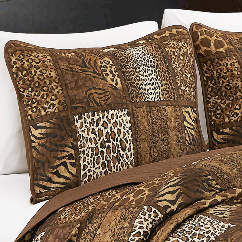 Twin Size Chocolate Brown Animal Print Comforter Set