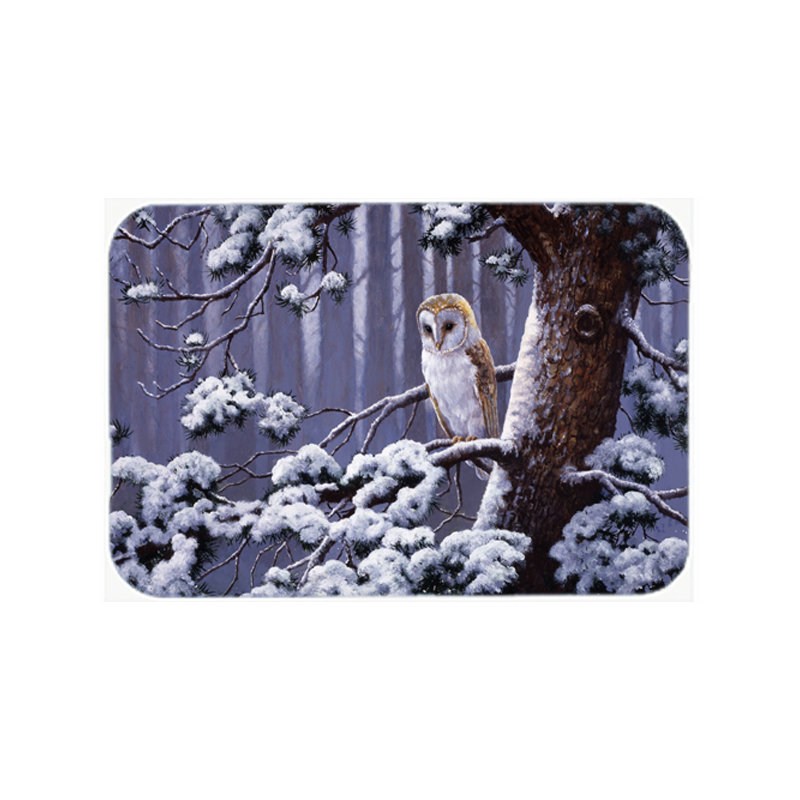 Planche à découper en verre à neige caroline de trésors hibou sur une branche d’arbre