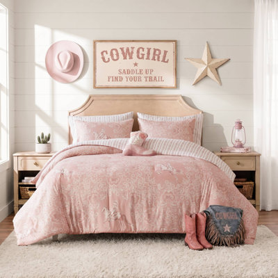 Jesse Pink Microfiber 6-Piece Queen Comforter Set