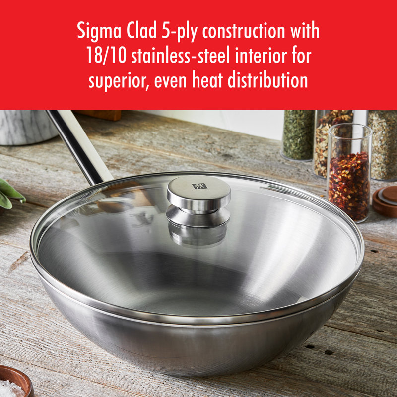 Plus 12" Stainless Steel Non-Stick Wok with Lid