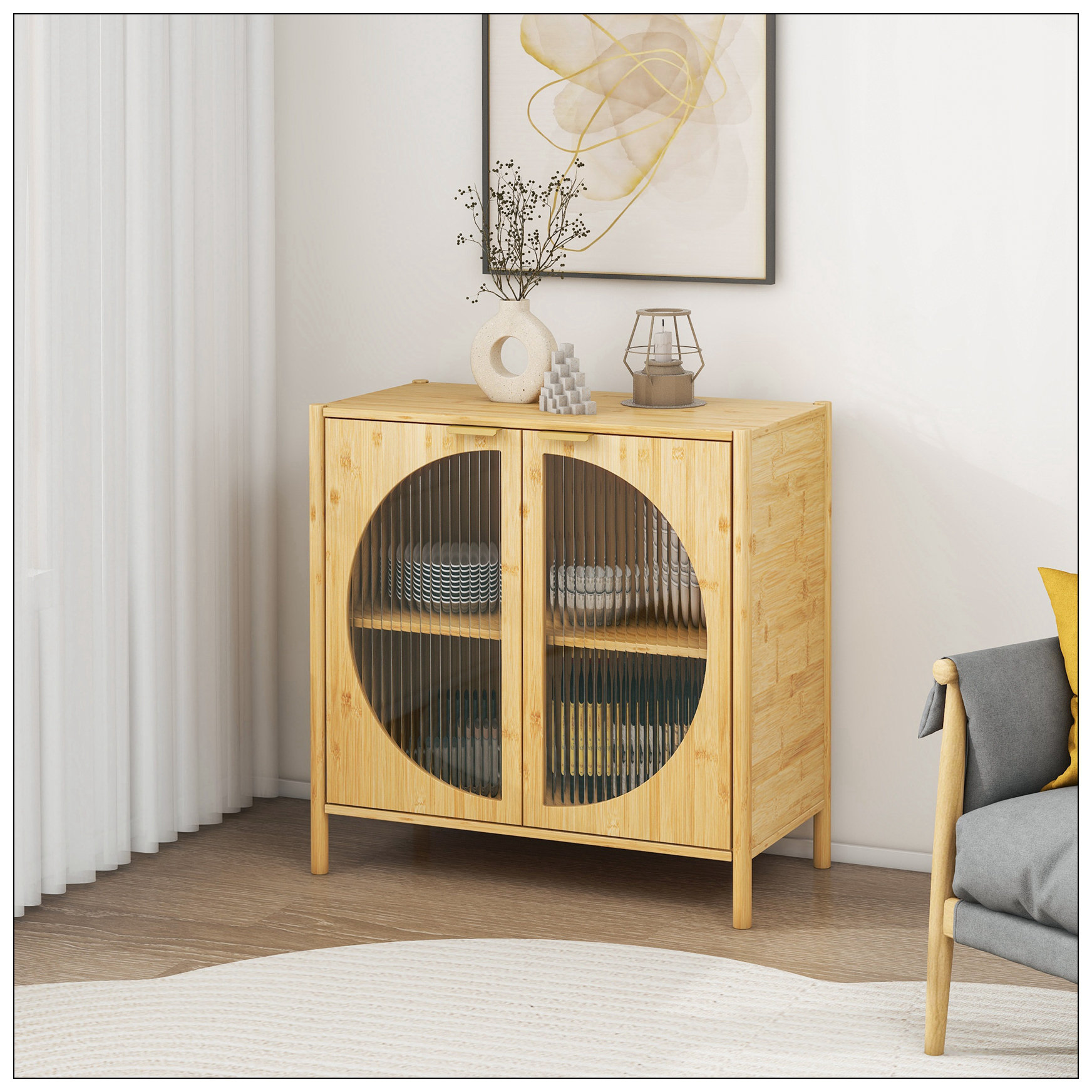 Ebern Designs Anmarie Solid Wood Accent Cabinet | Wayfair