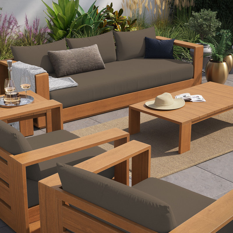 Ensemble de meubles de patio en bois d'acacia de 5 pièces Tahoe