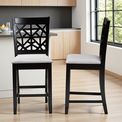 Iliyana Pub Chair Set with Espresso Finish and Gray Fabric, 42.26'' H X 18.58'' W X 20.29'' D