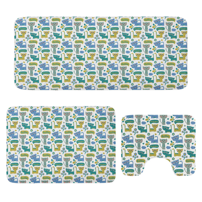  Multicolore ensemble de tapis de salle de bain Cat 3 pièces Cat