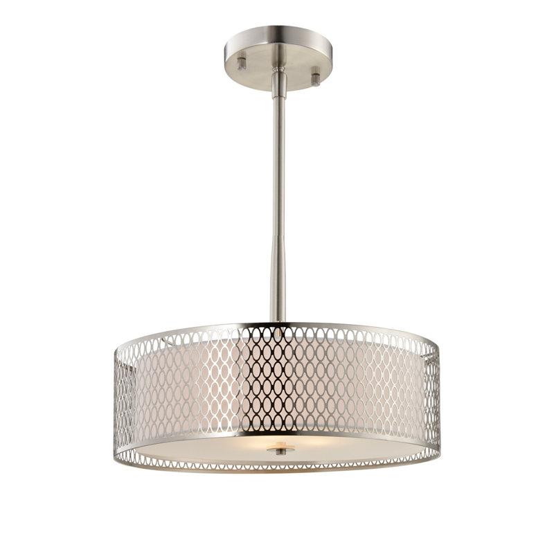 Ferrigno 3 - Light Bronze Unique/Statement Pendant, 6.5"H x 17"W x 17"D, Satin Nickel