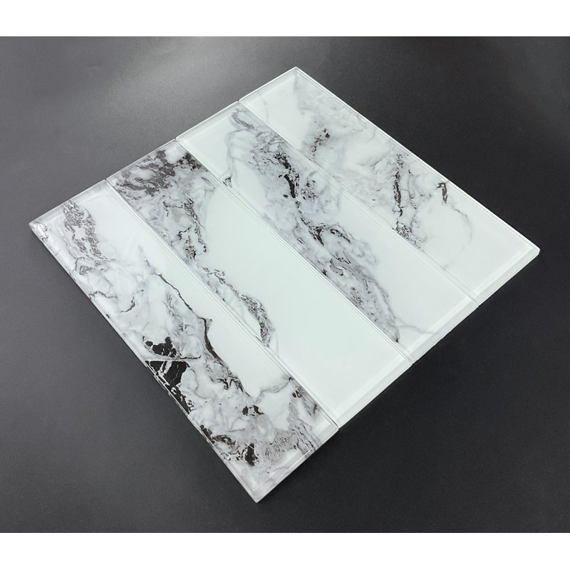 Carrelage mural en verre 3 "x 12", Noir