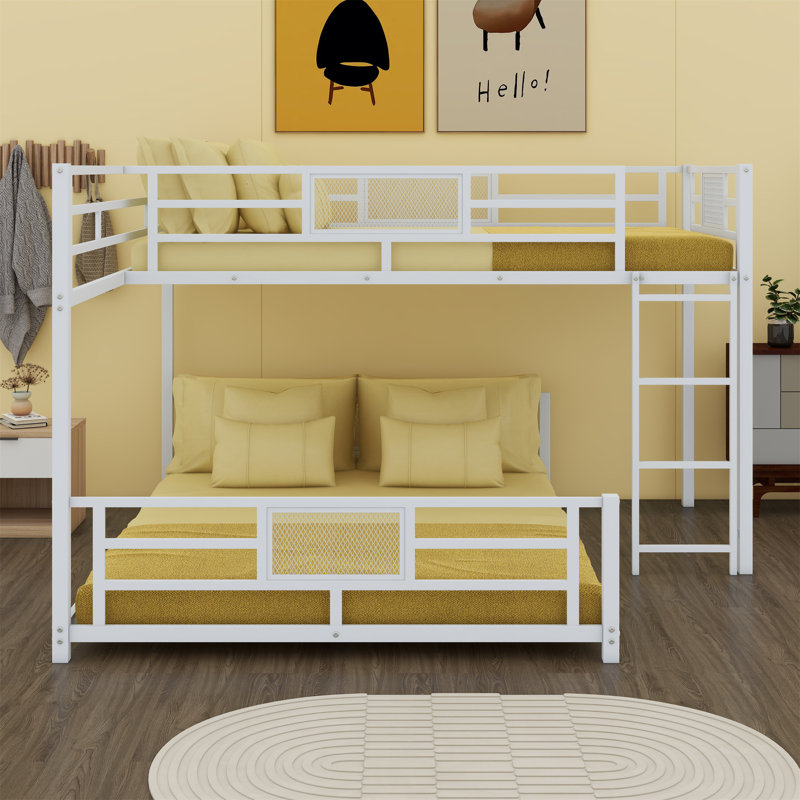 L-Shaped Metal Bunk Bed, White