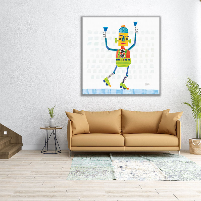 Robot Party I - reproduction d'art sur toile, H 24 po x l 24 po