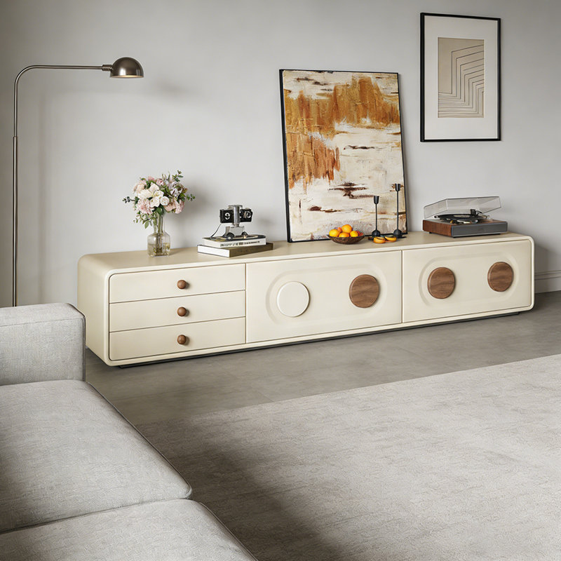 Meuble télé élégant avec tiroirs silencieux, H 15,74 po x L 86,61 po x l 15,74 po