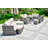 Appoint Gas Fire Pit Dining Table With Corner Sofa Set,  2 Back Folding Chairs 2 Ottomans, A Sectional Lounge Set
