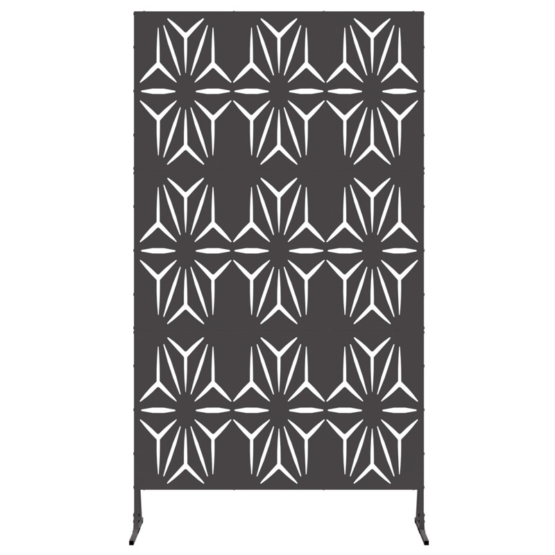 Metal Fence Panel Metal Large Patterned, Black