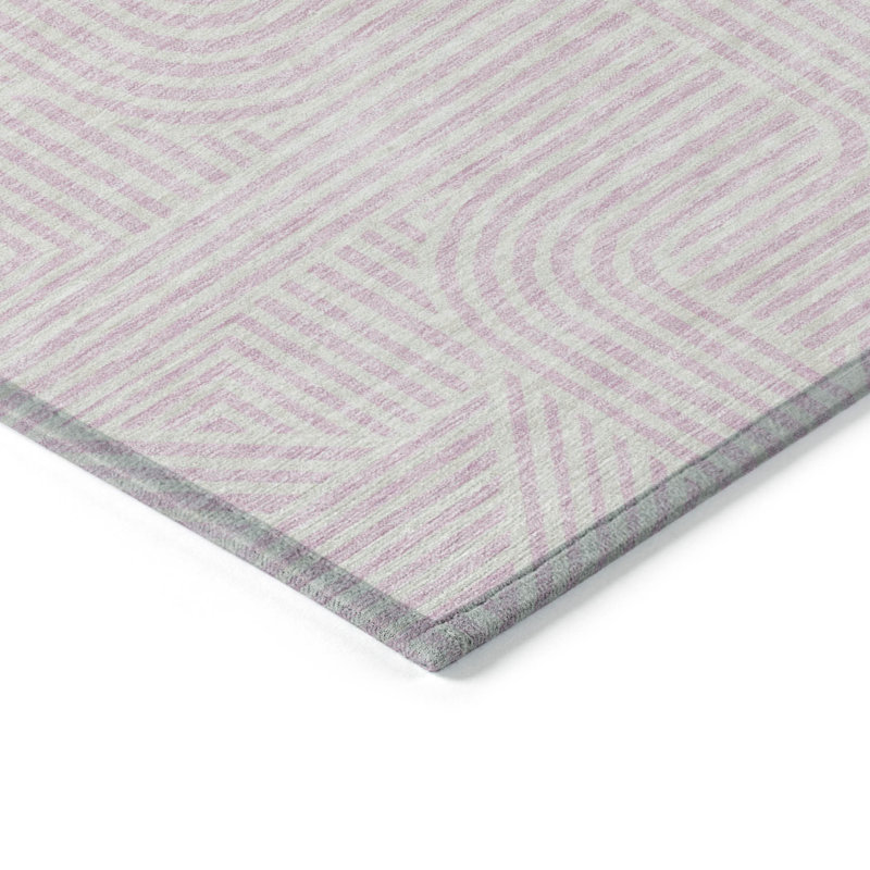 Tapis intérieur lavable abstrait 8 pi x 10 pi rose et ivoire