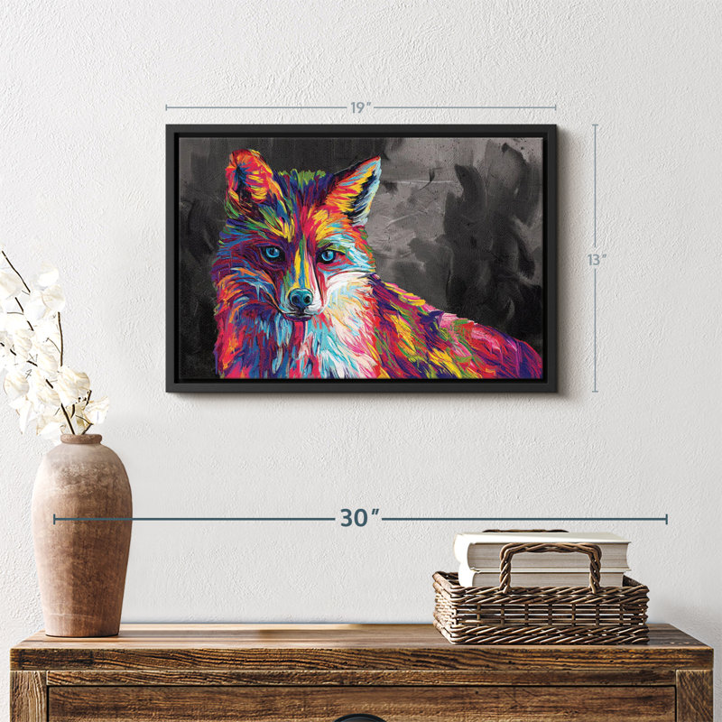 Animal «Fox Abstract Color Wall Art», H 13 po x l 19 po