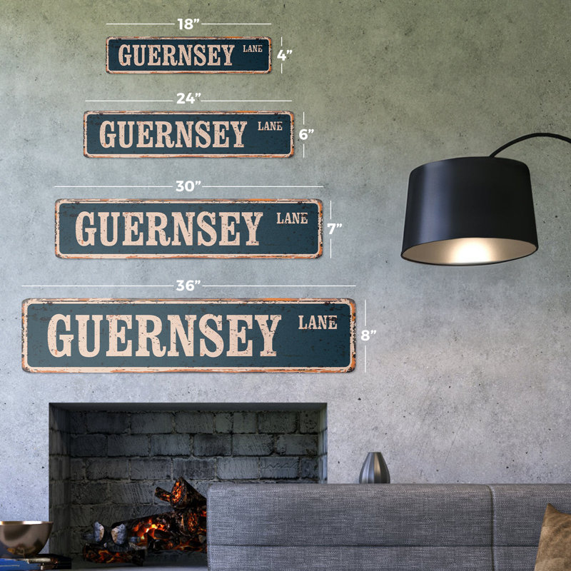 Plaque de rue Guernsey, H 4 po x l 18 po x P 0,1 po
