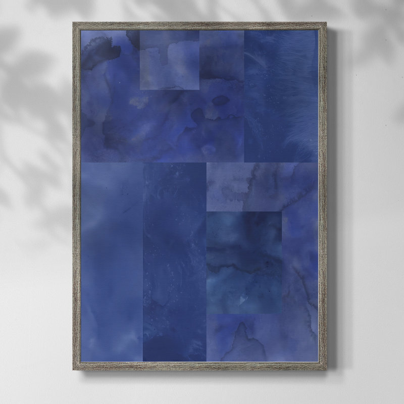 Blue Puzzle I Framed Print - Solid Wood, 30" H x 24" W