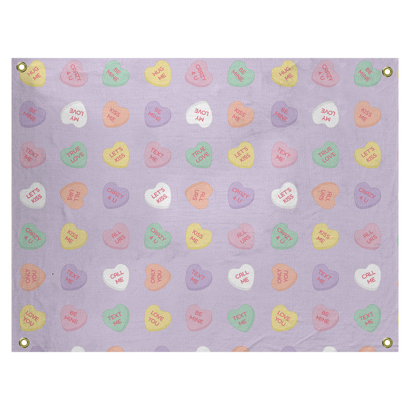 Tapisserie murale dame de cœur en polyester hol, H 50 po x l 59 po, Mauve / Jaune