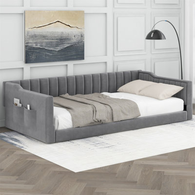 Upholstery Daybed With Side Storage Pocket, Combining Comfort And Modern Design For Versatile Use