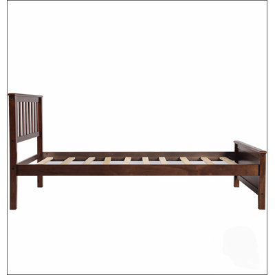Lit plateforme élégant en bois avec tête de lit, pied de lit et sommier à lattes en bois pour un confort et une durabilité accrus.