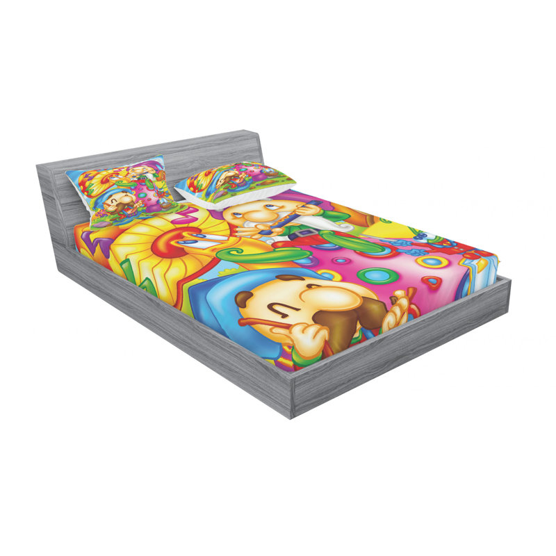 Microfiber Abstract Sheet Set, Full/Double Sheet Set with Fitted Sheet
