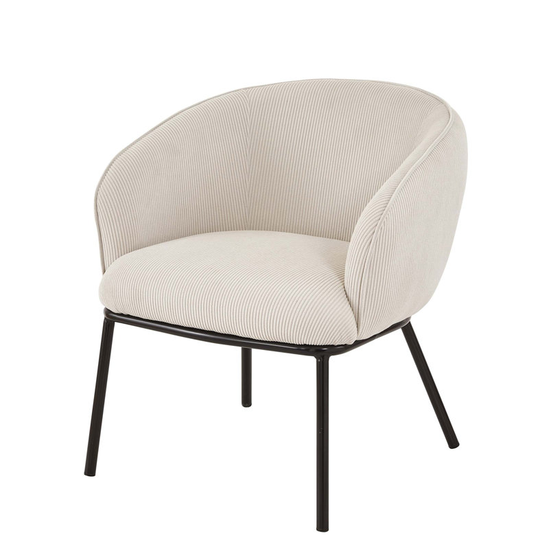 Chaise d'appoint Mid-Century en velours côtelé avec pieds en métal et assemblage facile, Beige